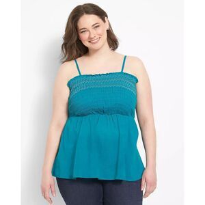 Lane Bryant Women's 100% Cotton Square-Neck Smocked Tank Top Size 16